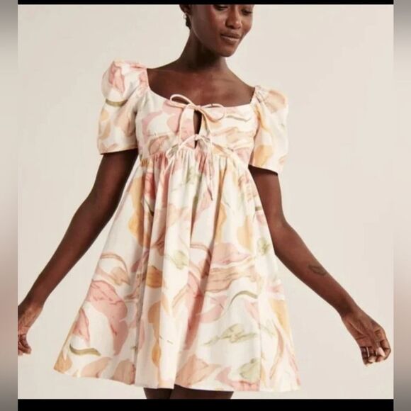 Abercrombie and Fitch Keyhole Babydoll Dress floral size XSP - Picture 1 of 10
